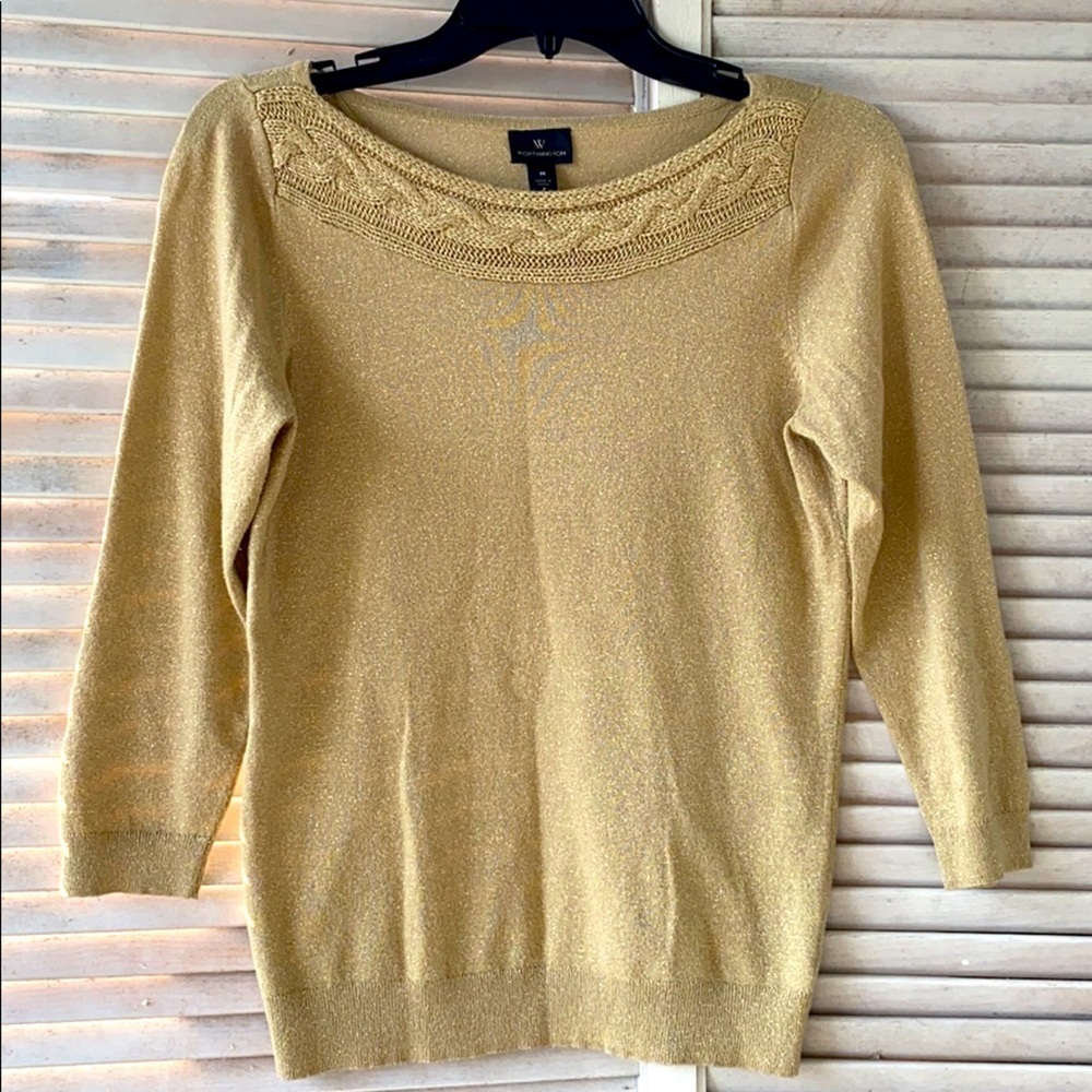 Worthington Pullover Sweater: Gold Tops - Size M - Picture 4 of 4